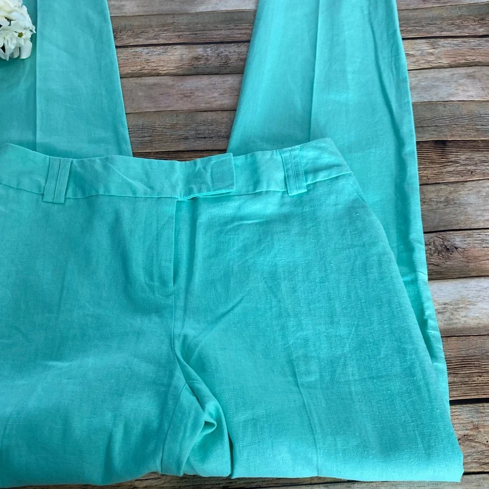 Cato Classic Mint Green Linen Blend Straight Leg Pants Size 6 NEW - Picture 6 of 12